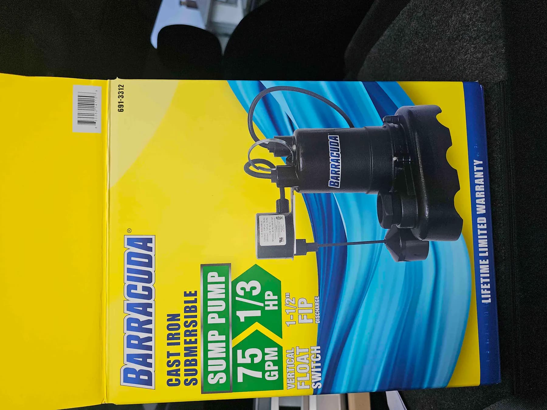 New replacement sump pump in its box